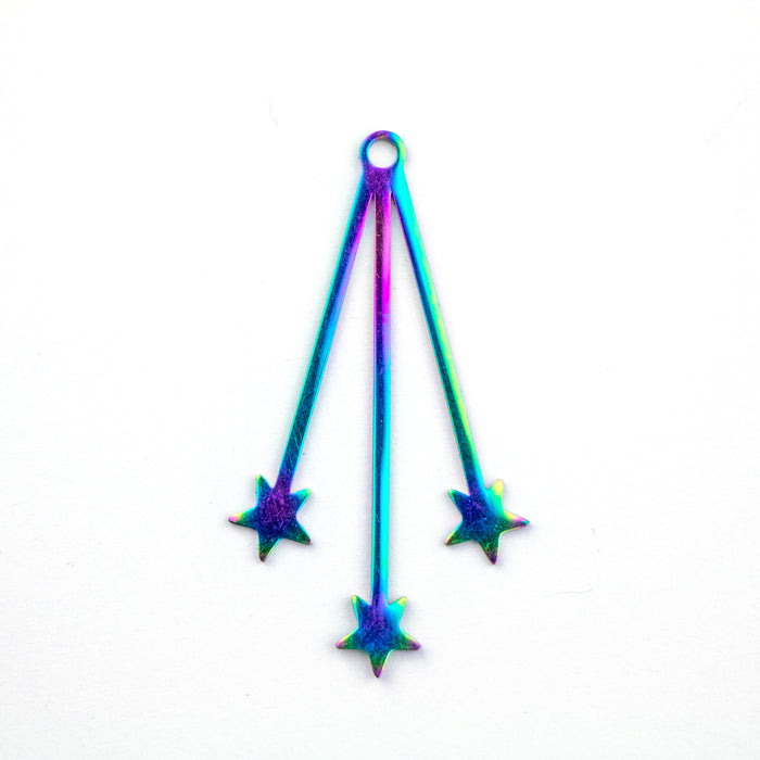 22mm x 40mm Shooting Star Pendant - Rainbow Plated Stainless Steel
