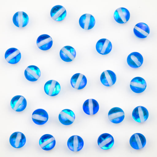 8mm Mermaid Glass Beads - Blue Mystic