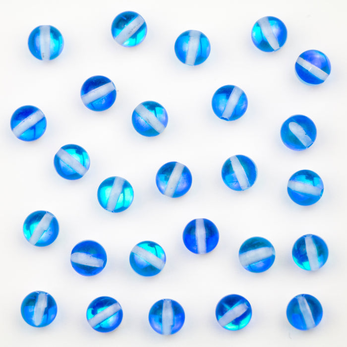 8mm Mermaid Glass Beads - Blue Mystic
