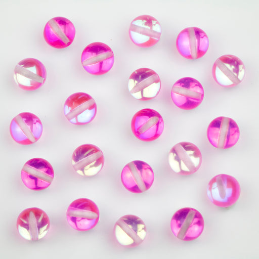 8mm Mermaid Glass Beads - Fuschia Mystic