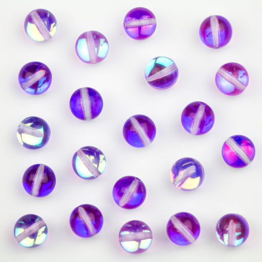 8mm Mermaid Glass Beads - Purple Mystic