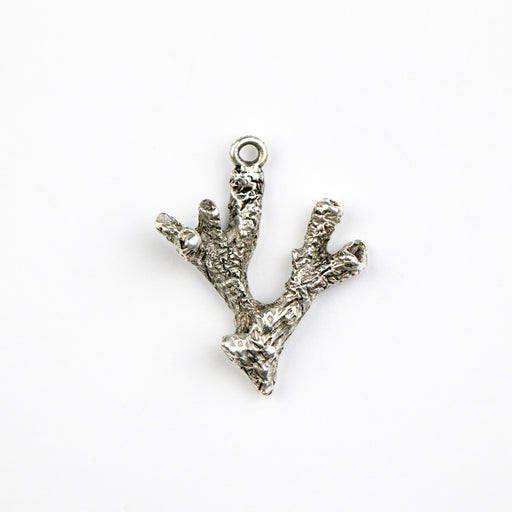 26.1mm x 20.9mm x 5.9mm Coral Charm - Antique Silver
