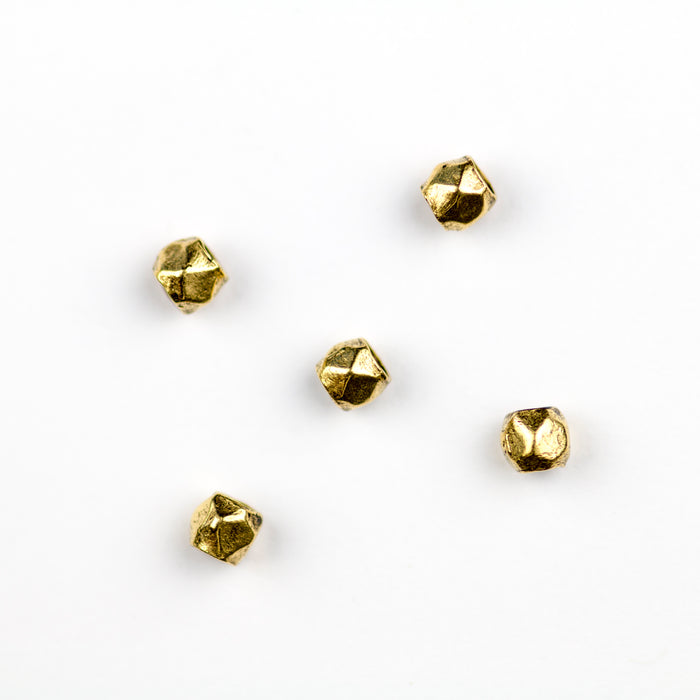 3.6mm x 4mm Faceted Round Metal Bead - Antique Gold