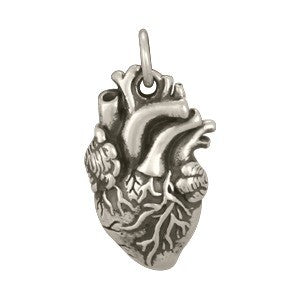 Anatomical Heart Charm - Sterling Silver