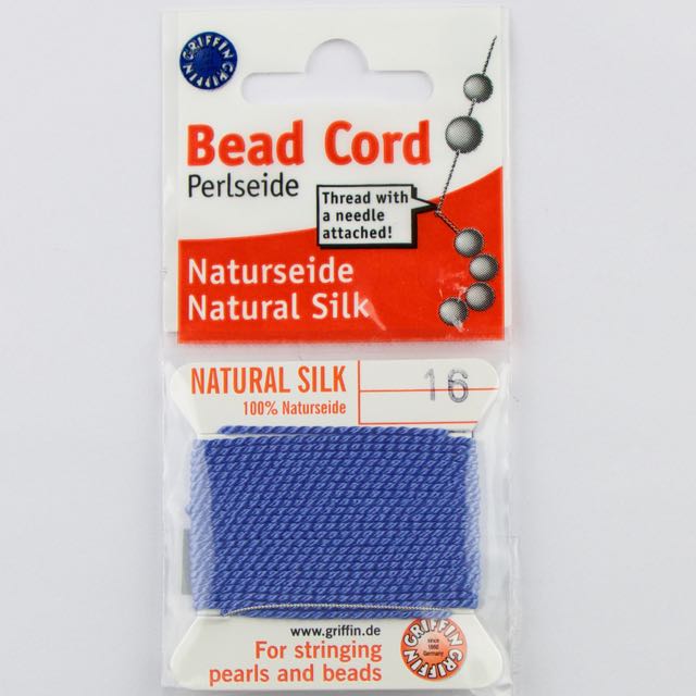 Size 16 (1.05mm) - 100% Natural Silk Bead Cord - Light Blue