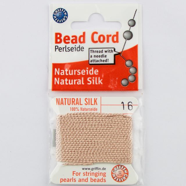 Size 16 (1.05mm) - 100% Natural Silk Bead Cord - Light Pink