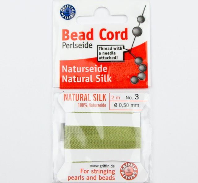 Size 3 (.50mm) - 100% Natural Silk Bead Cord - Jade Green