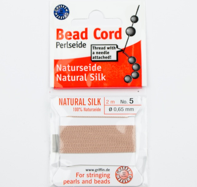 Size 5 (.65mm) - 100% Natural Silk Bead Cord - Light Pink