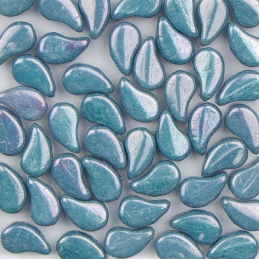 Two-Hole 8mm x 5mm PAISLEY DUO  Bead - Chalk Blue Luster