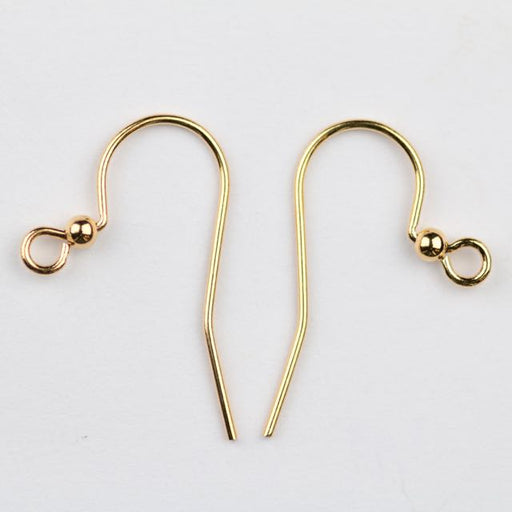 25mm Hook Ear Wire with 2mm Ball - Gold