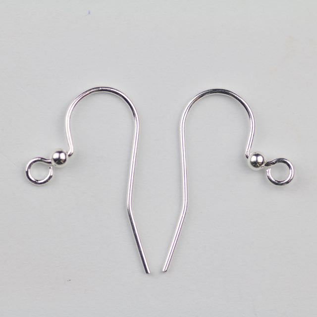 25mm Hook Ear Wire with 2mm Ball - Silver