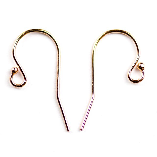 Rose Gold Filled Ear Wire .028/.7mm/21GA Round Wire Loop w/1.5mm Ball