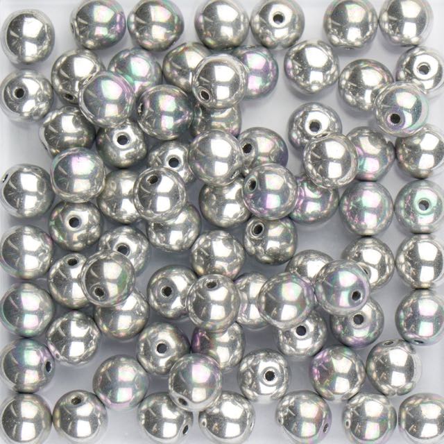 6mm Druk - Crystal Glittery Silver