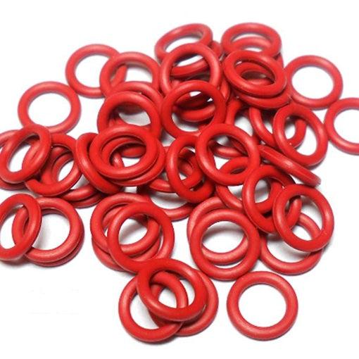 16swg (1.6mm) 3/8in. (10.0mm) ID 6.3AR  EPDM Rubber Jump Rings - Crimson