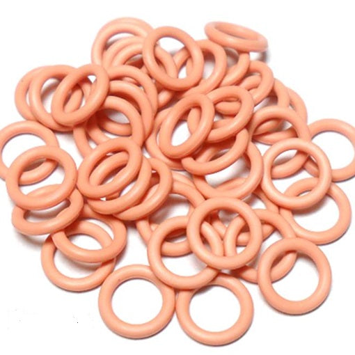 16swg (1.6mm) 5/16in. (8.2mm) ID 5.2AR  EPDM Rubber Jump Rings - Peach