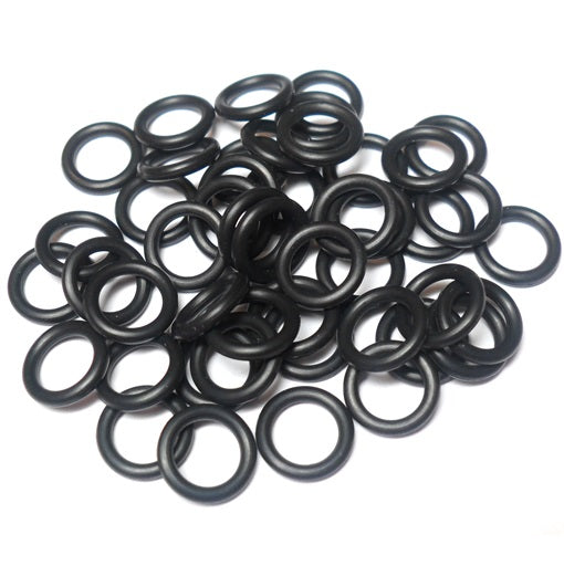 18swg (1.2mm) 1/4in. (6.5mm) ID 5.4AR  EPDM Rubber Jump Rings - Black