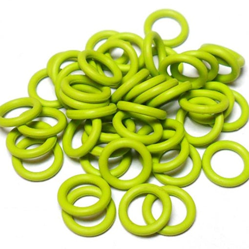 18swg (1.2mm) 1/4in. (6.5mm) ID 5.4AR  EPDM Rubber Jump Rings - Lime