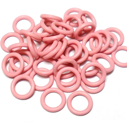 18swg (1.2mm) 3/16in. (5.0mm) ID 4.1AR  EPDM Rubber Jump Rings - Light Pink