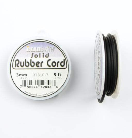 3mm Solid Rubber Cord - Black