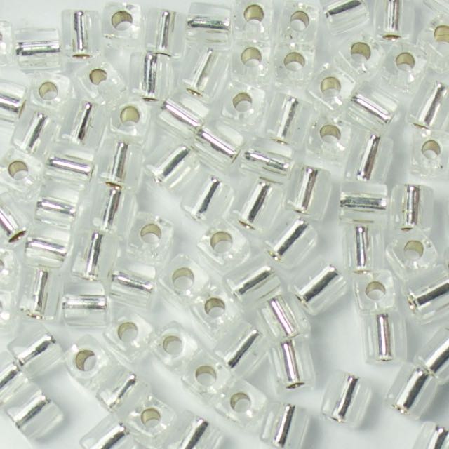 Miyuki 4.0mm CUBE Beads - Silverlined Crystal