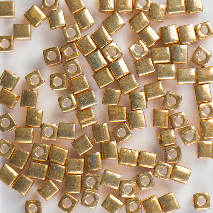 Miyuki 4.0mm CUBE Beads - Galvanized Gold