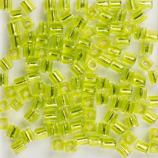 Miyuki 4.0mm CUBE Beads - Silver Lined Chartreuse