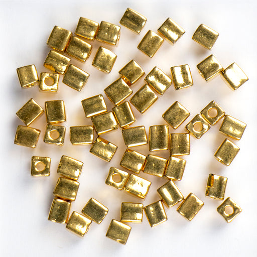 Miyuki 4.0mm CUBE Beads - 24kt Gold Plated