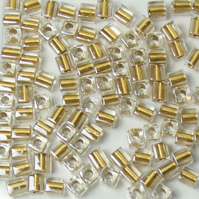 Miyuki 4.0mm CUBE Beads - Gold Lined Crystal