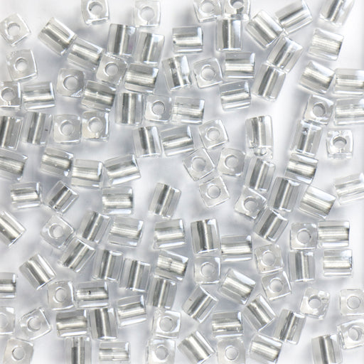 Miyuki 4.0mm CUBE Beads - Sparkling Pewter Lined Crystal