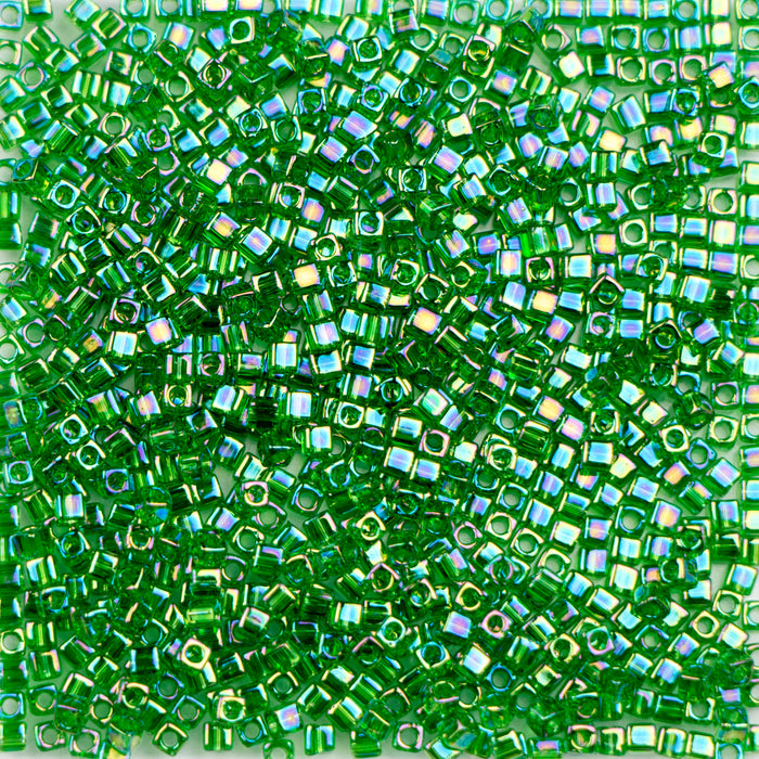 Miyuki 1.8mm CUBE Beads - Transparent Green AB