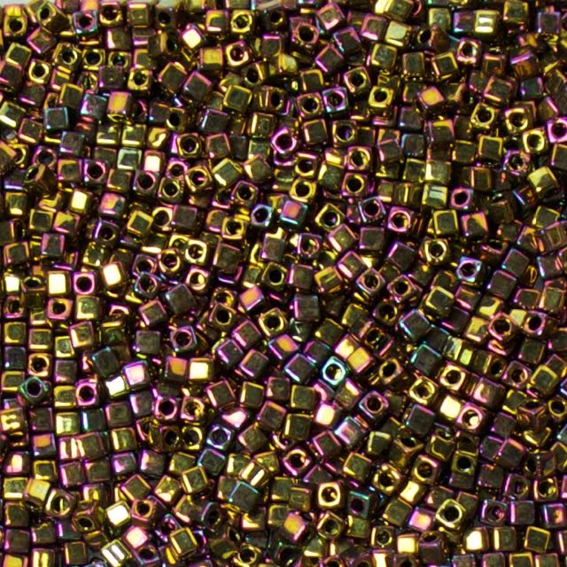 Miyuki 1.8mm CUBE Beads - Metallic Gold Iris