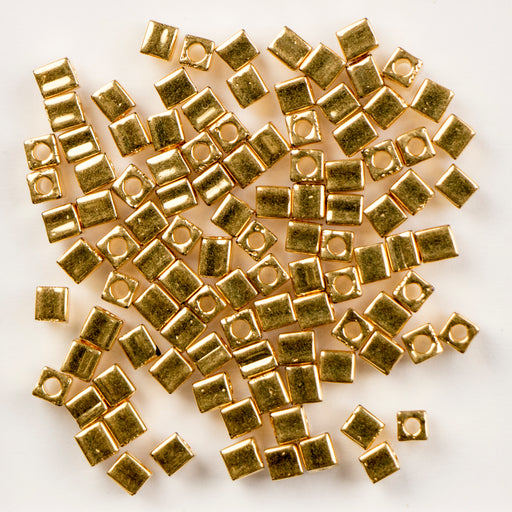 Miyuki 3.0mm CUBE Beads - 24kt Gold Plated