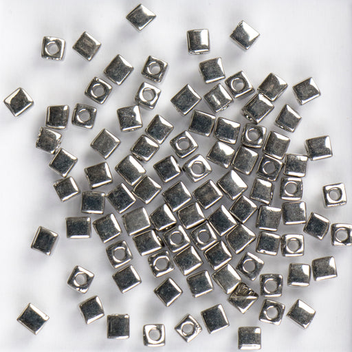 Miyuki 3.0mm CUBE Beads - Palladium Plated