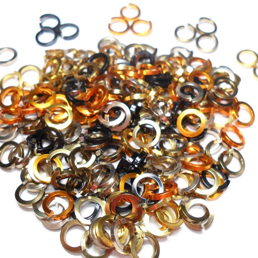 16swg (1.6mm) 1/4in. (6.6mm) ID Square Wire Anodized Aluminum Jump Rings - Animal Print Mix