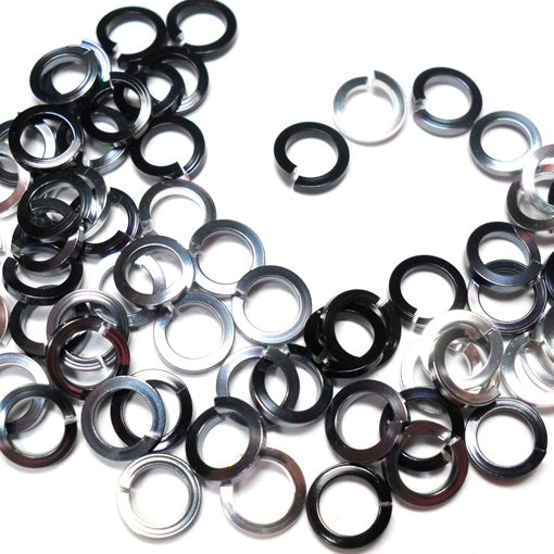 16swg (1.6mm) 1/4in. (6.6mm) ID Square Wire Anodized Aluminum Jump Rings - Midnight Mix