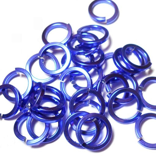 16swg (1.6mm) 1/4in. (6.6mm) ID Square Wire Anodized Aluminum Jump Rings - Purple