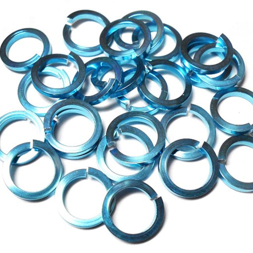 16swg (1.6mm) 1/4in. (6.6mm) ID Square Wire Anodized Aluminum Jump Rings - Sky Blue