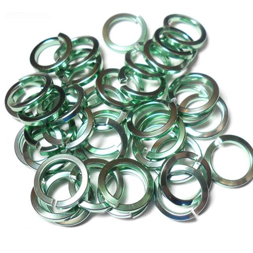 16swg (1.6mm) 1/4in. (6.6mm) ID Square Wire Anodized Aluminum Jump Rings - Seafoam