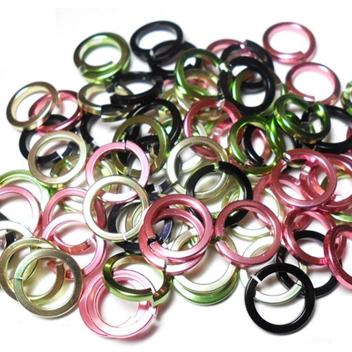 16swg (1.6mm) 3/8in. (10.0mm) ID Square Wire Anodized Aluminum Jump Rings - Neon Lights Mix