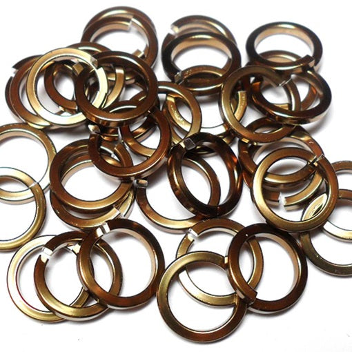 18swg (1.2mm) 3/16in. (5.0mm) ID Square Wire Anodized Aluminum Jump Rings - Brown