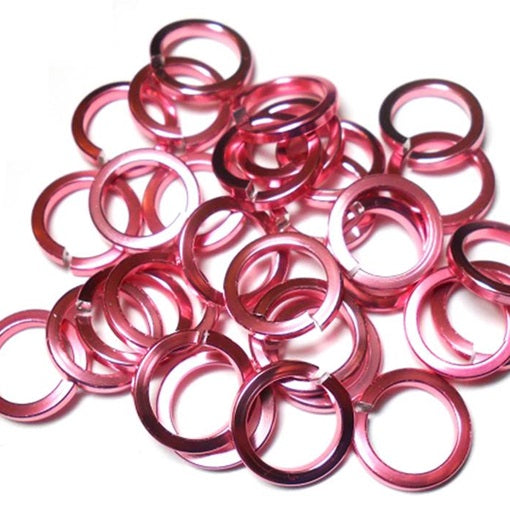 18swg (1.2mm) 3/16in. (5.0mm) ID Square Wire Anodized Aluminum Jump Rings - Hot Pink