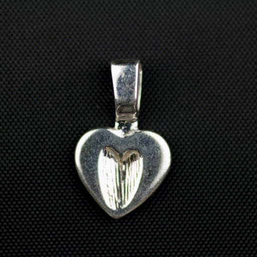Sterling Silver Heart Bail - Glueing (22mm x 13mm ; Loop ID 2.4mm)