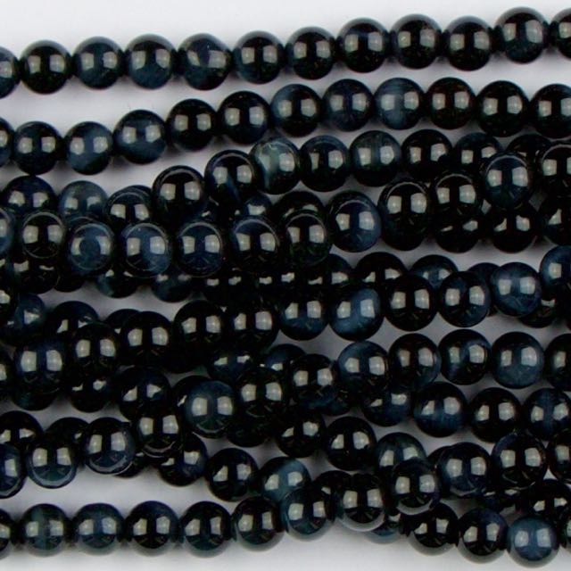 4mm Round BLUE TIGER EYE AAA - 8 Strand