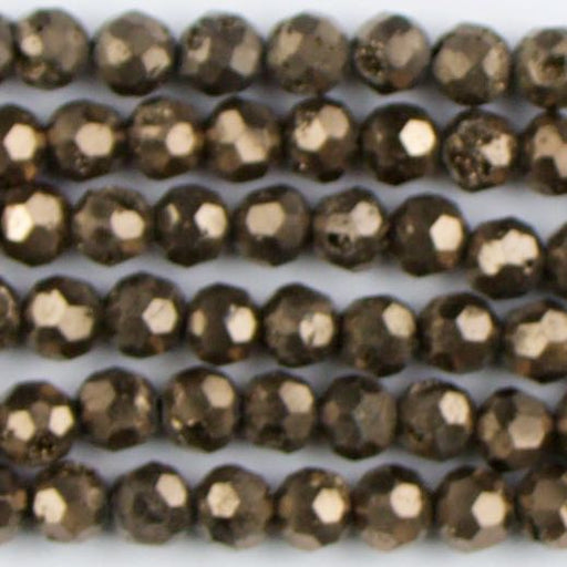 6mm Faceted Round DRUZY AGATE Brown - 8 inch Strand