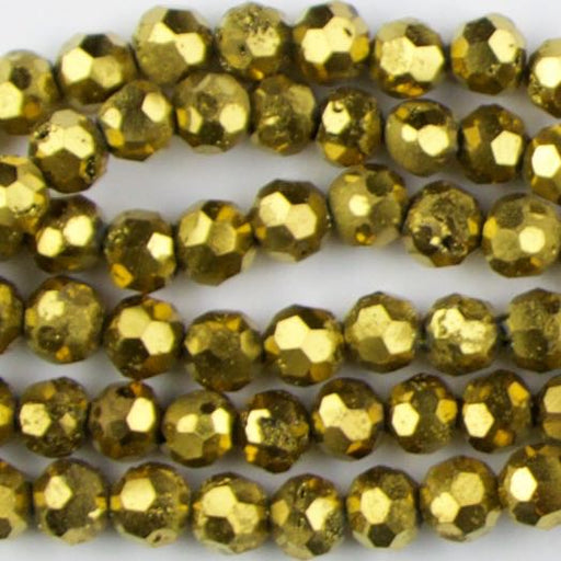 6mm Faceted Round DRUZY AGATE Gold - 8 inch Strand