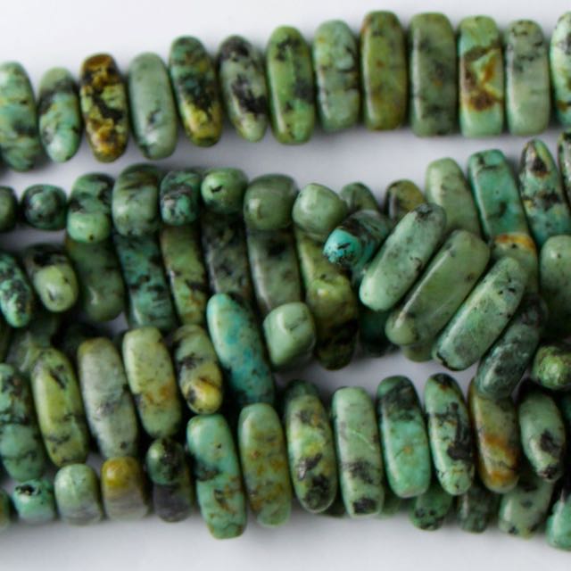 5mm x 15mm Flat Chip AFRICAN TURQUOISE - 8 inch Strand
