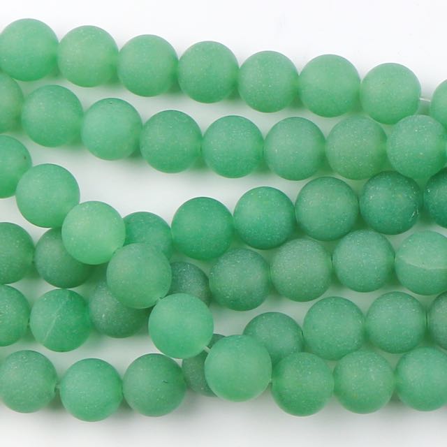 10mm Round Matte GREEN AVENTURINE (AAA) - 8 inch Strand