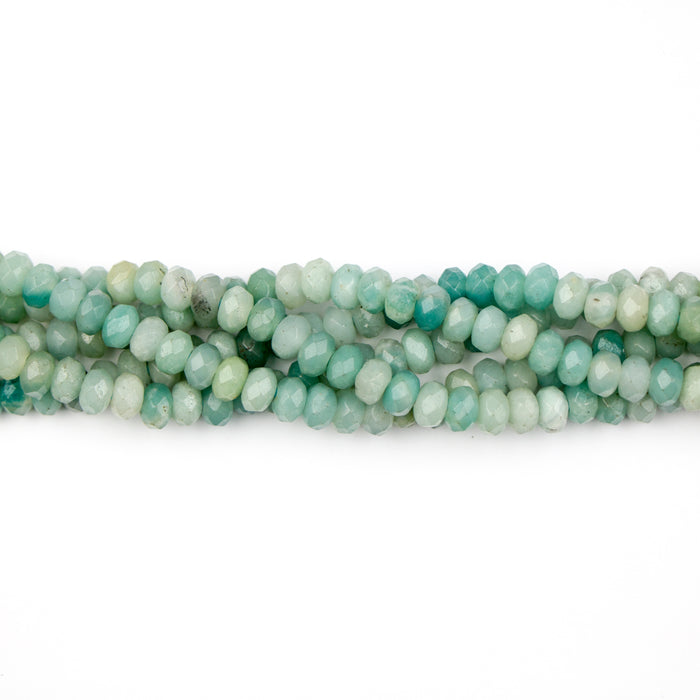 8mm Faceted Rondelle Large Hole AMAZONITE  - 8 inch Strand