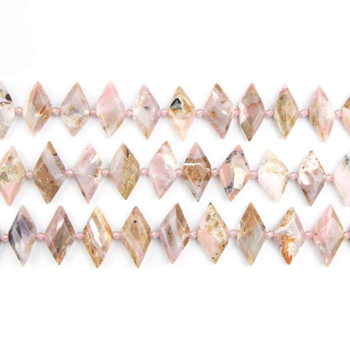 15mm x 31mm Faceted Pink OPAL Marquise - 8 inch Strand