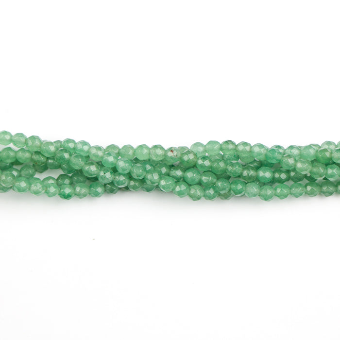 4mm Faceted Round GREEN AVENTURINE (AAA) - 8 inch Strand